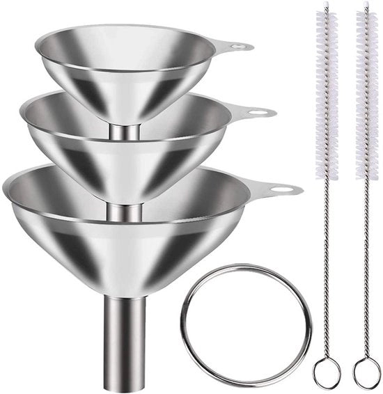 Treccia in acciaio inossidabile - treccia da cucina - Ø: 7,5 cm/5,5 cm/4,5 cm - 3 pezzi - accessori da cucina - con 2 setole per pulizia - articoli per camper - facile da riporre