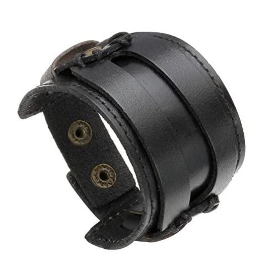 Cinturino in pelle PU adattabile - Cinturino ampio - Unisex - Punk/Rock - Pelle PU di alta qualità - Adatto per polsi di 20-24 cm