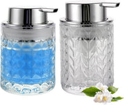 Set di 2 Dispensatori di Sapone in Vetro di Schiuma - Dispensatore di Sapone Liquido trasparente con Pompa per Sapone per Panni, Shampoo e Lotion