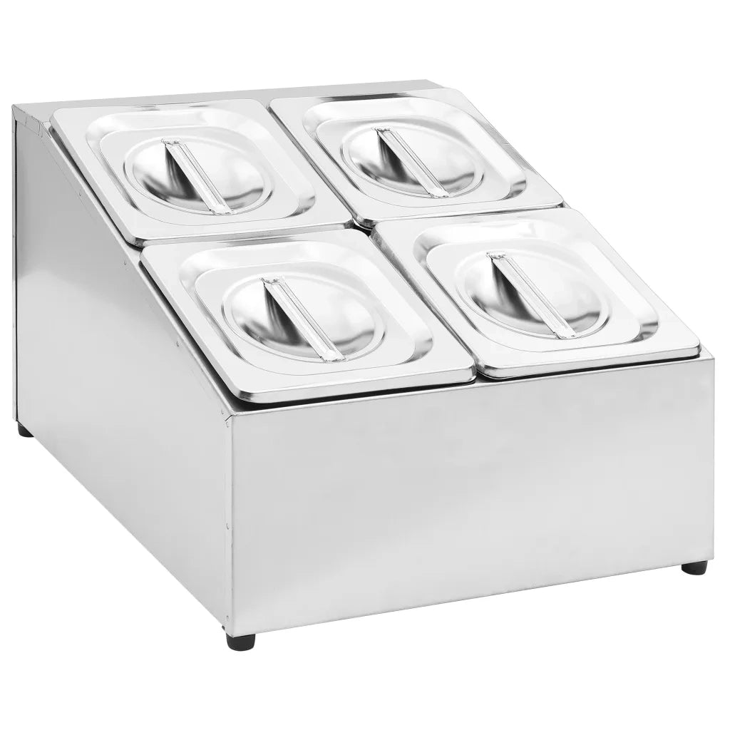 Supporto Gastronorm con 4 Contenitori GN 1/6 in Acciaio Inox CFW3365999