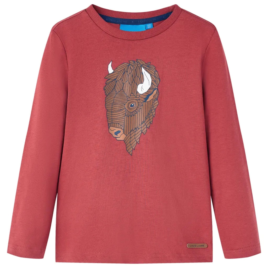 Maglietta per Bambini Maniche Lunghe Rosso Bruciato 140cod mxl 132038