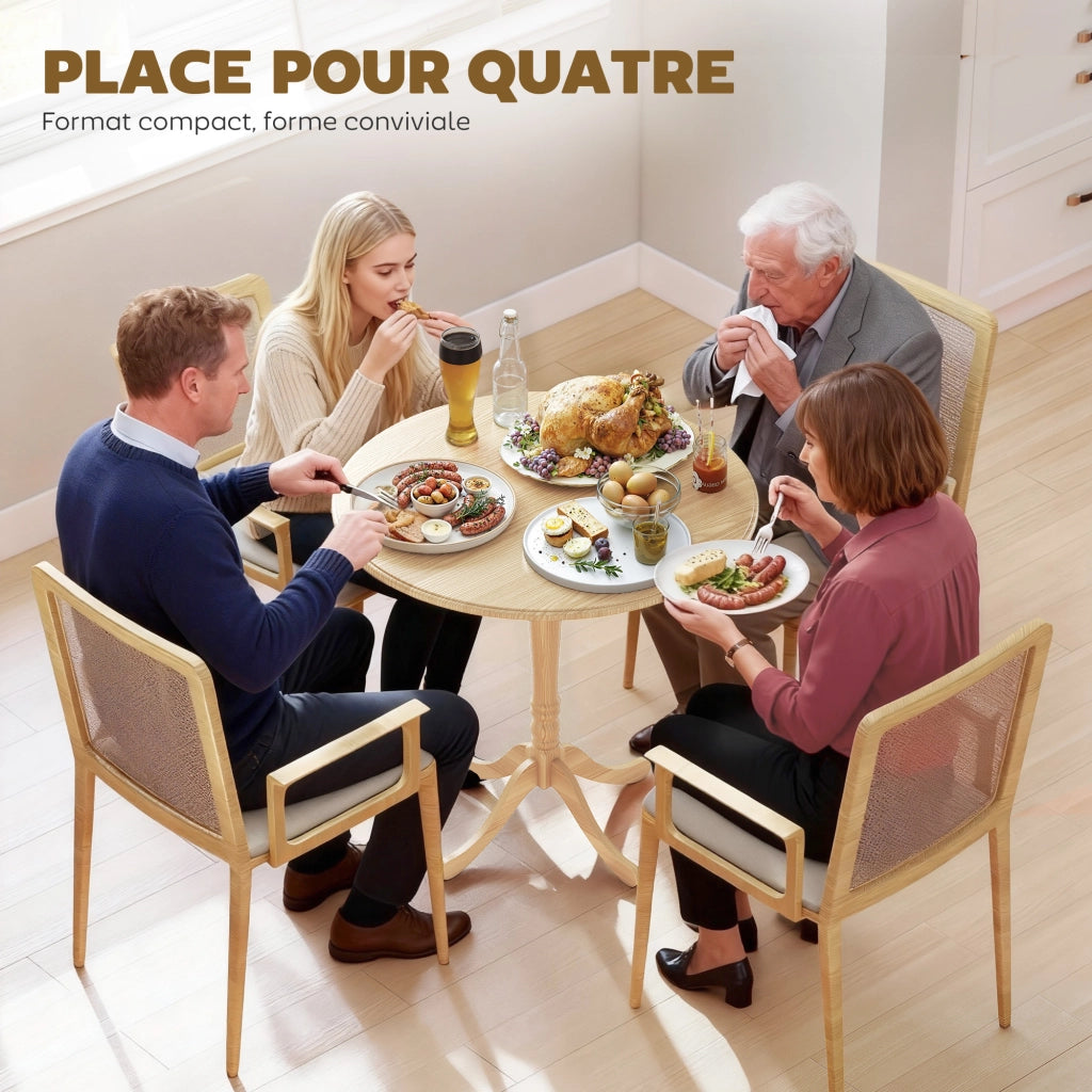 Tavolo da pranzo rotondo per 4 persone ¨C zephmum ¨C legno naturale, acciaio