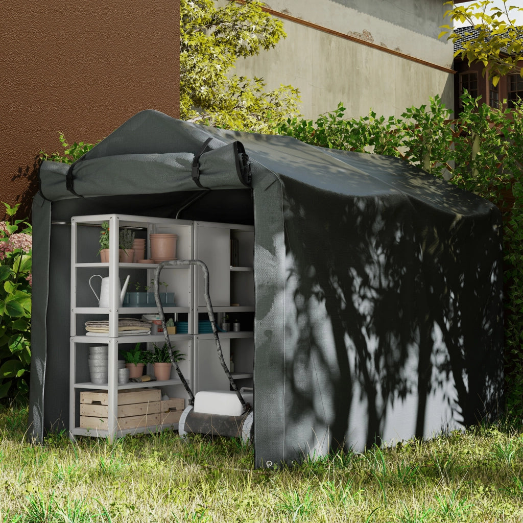 Carpa da Giardino Esterno per Biciclette e Attrezzi ¨C zephmum ¨C Grigio Scuro 2.2x1.57x1.65 m
