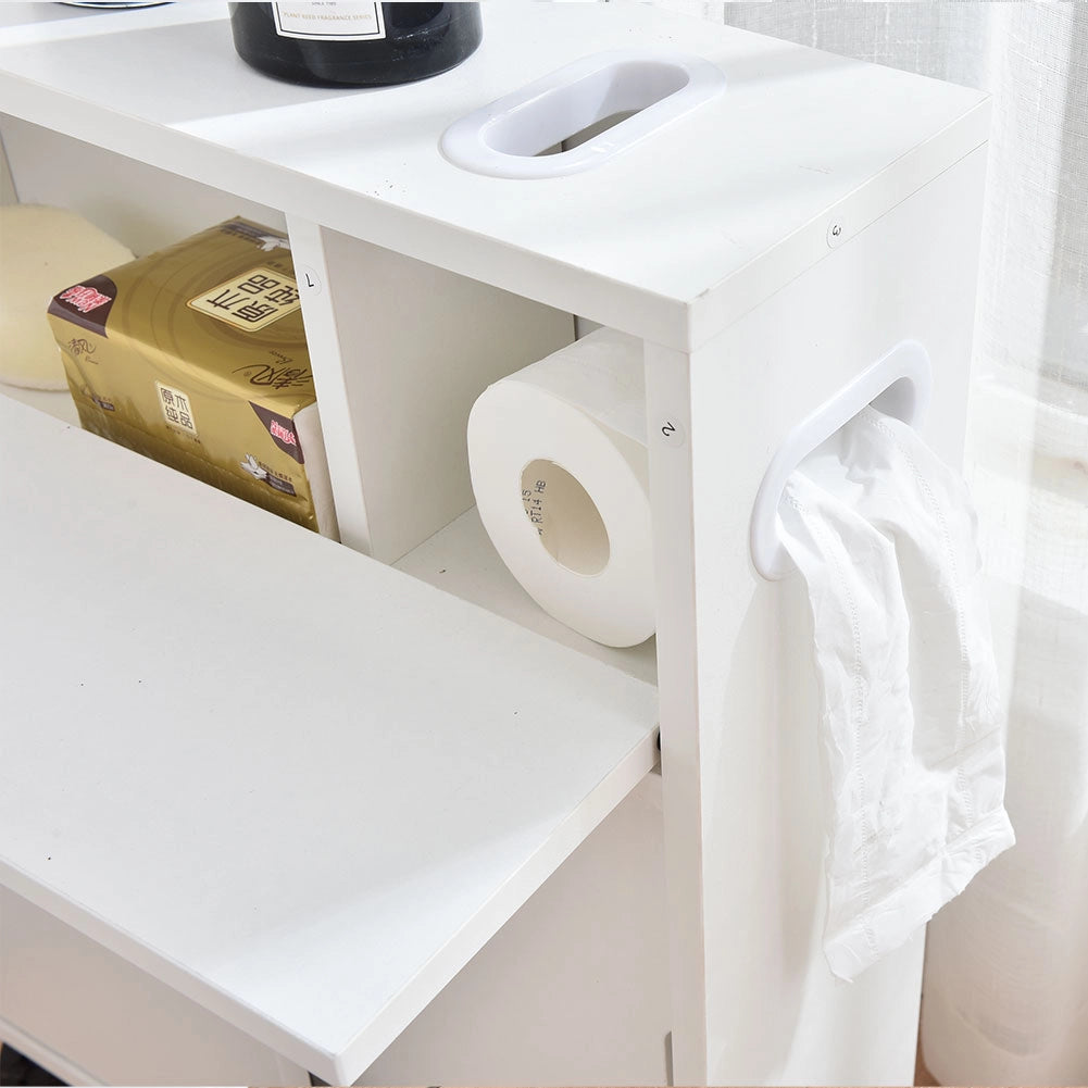Mobiletto Armadietto da Bagno Slim Salvaspazio 52x17 H67 cm 2Ante Scorrevoli 1Ribalta