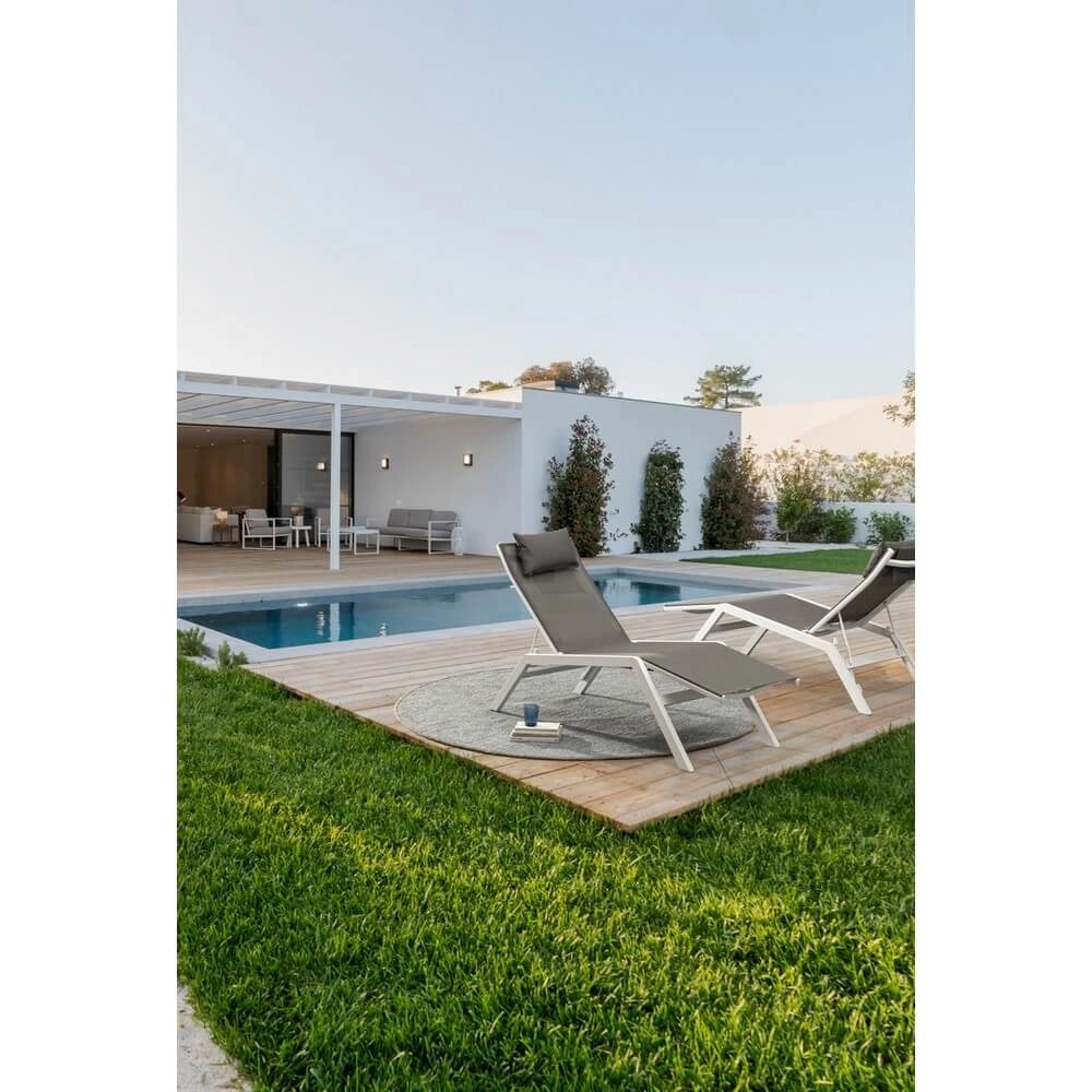 Chaise Longue da Esterno con Poggiatesta in Alluminio e Textilene - SOLIDITY