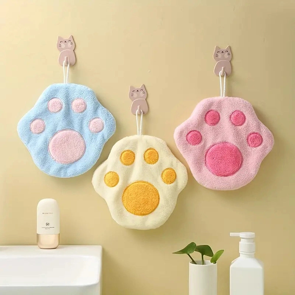Trade Shop - Asciugamano Morbido Con Impronta Gatto Da Appendere Bagno Bambini Pulizia Casa 10777 -