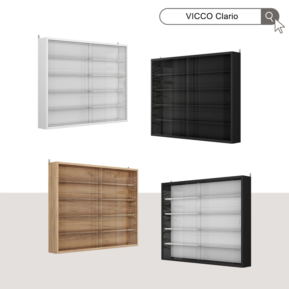 Vicco Vetrina a parete Nero/bianco Con 4 ripiani