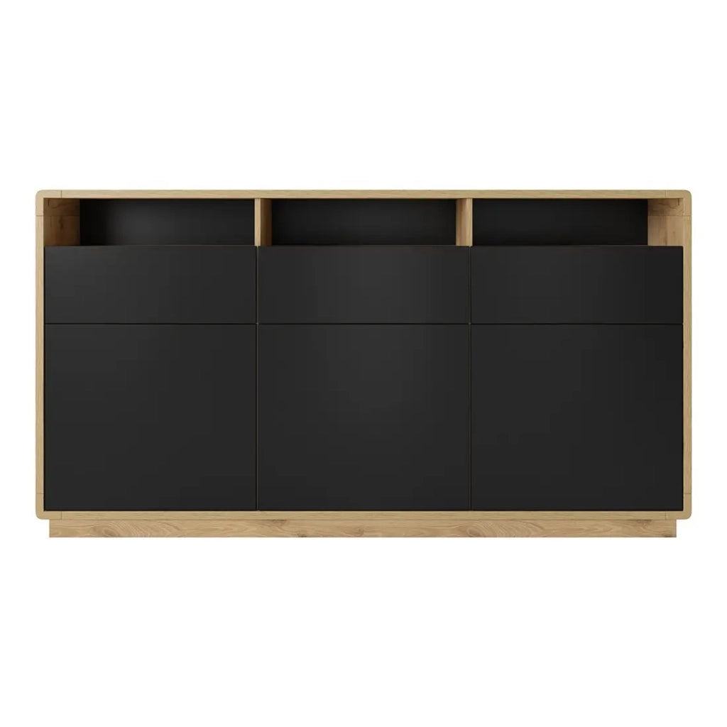 Buffet 180cm collezione VILLA. Colore quercia e nero. LED integrati.