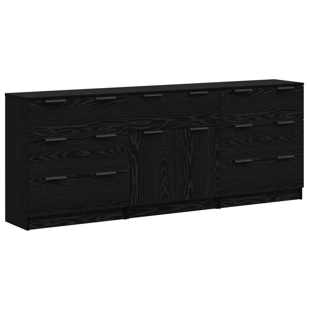 Credenza 3 pcs Rovere Nero 181 x 30 x 70 cm Legno multistrato 3332521