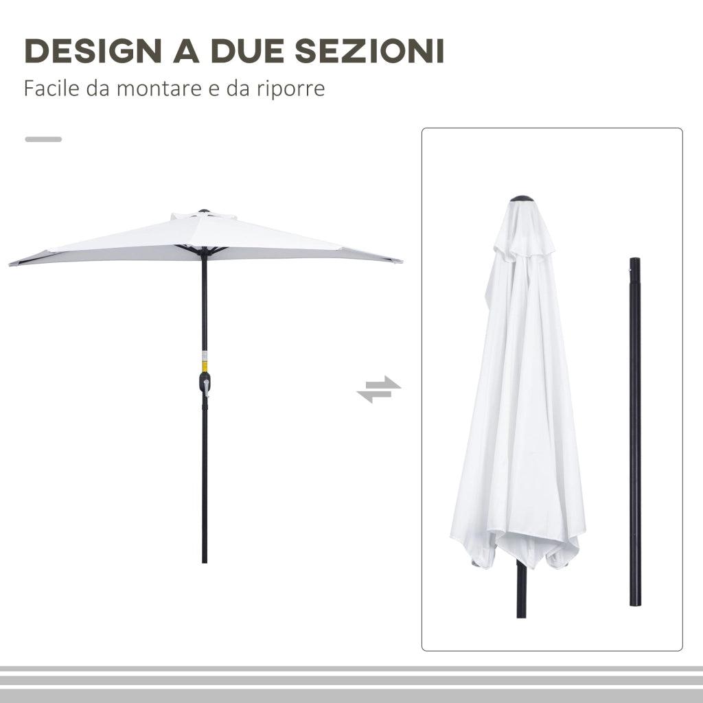 Ombrellone da Giardino a Mezzaluna 260x135x230H cm Bianco