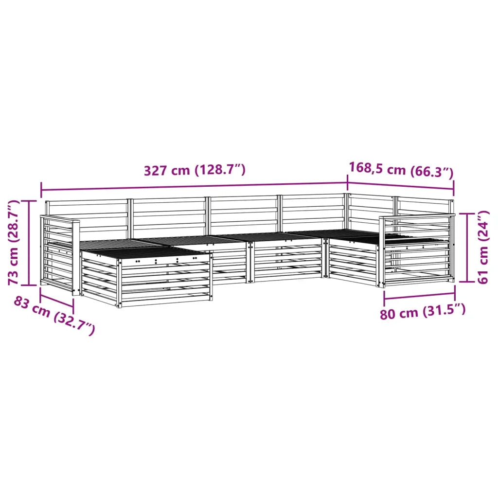 Set di divani da esterno 6 pcs Naturale