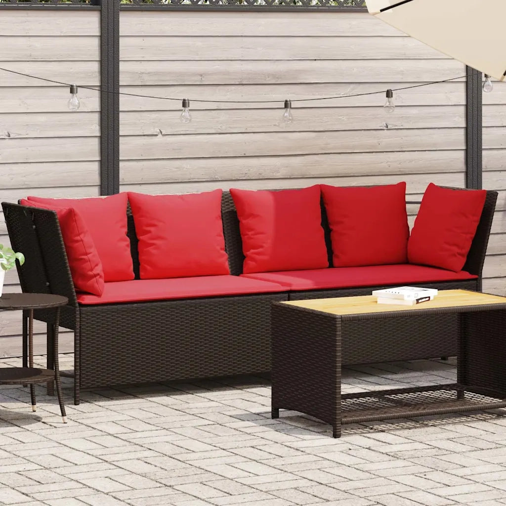 vidaXL Divano da Giardino con Cuscini in Polyrattan Marrone