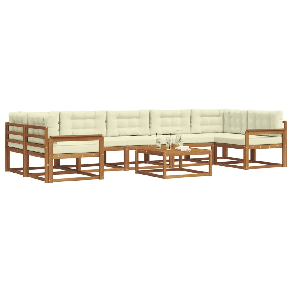 Set di divani da esterno con cuscino 8 pcs Naturale e Crema 3367323