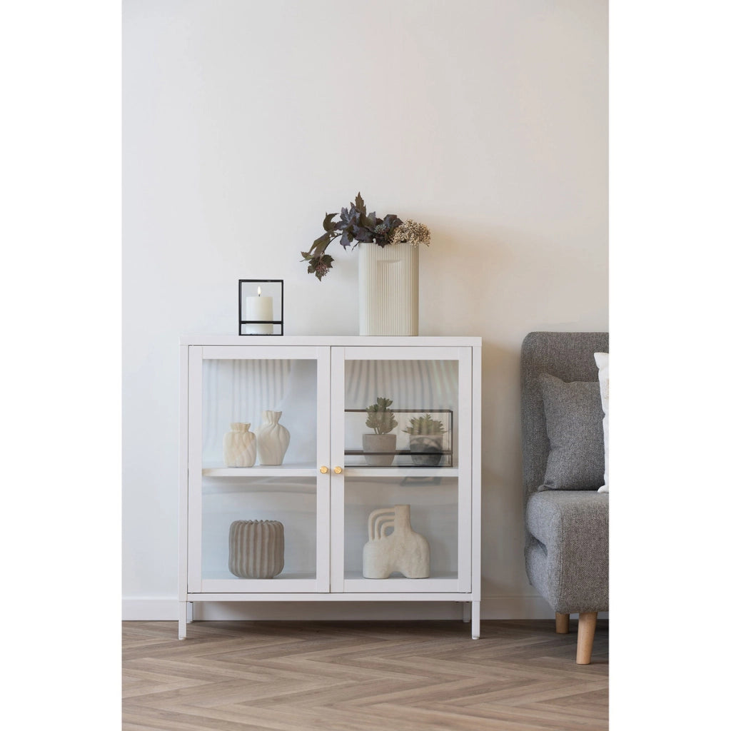 Vetrinetta Dalby, Bianco, Metallo, 35x80x80 cm