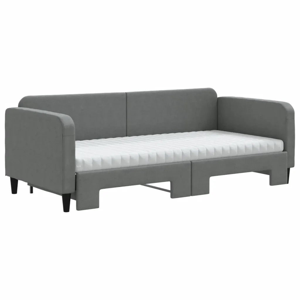 Divano Letto Estraibile Materassi Grigio Scuro 90x190cm Tessuto 3196845