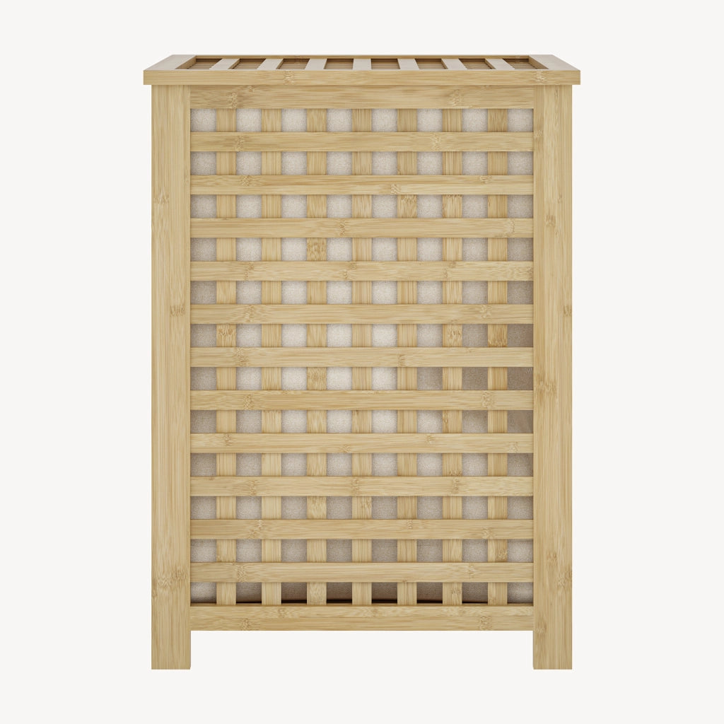 Mobile Portabiancheria Jystiand in Bambù con Coperchio Ribaltabile 62x45x45 cm 79 L [en.casa]