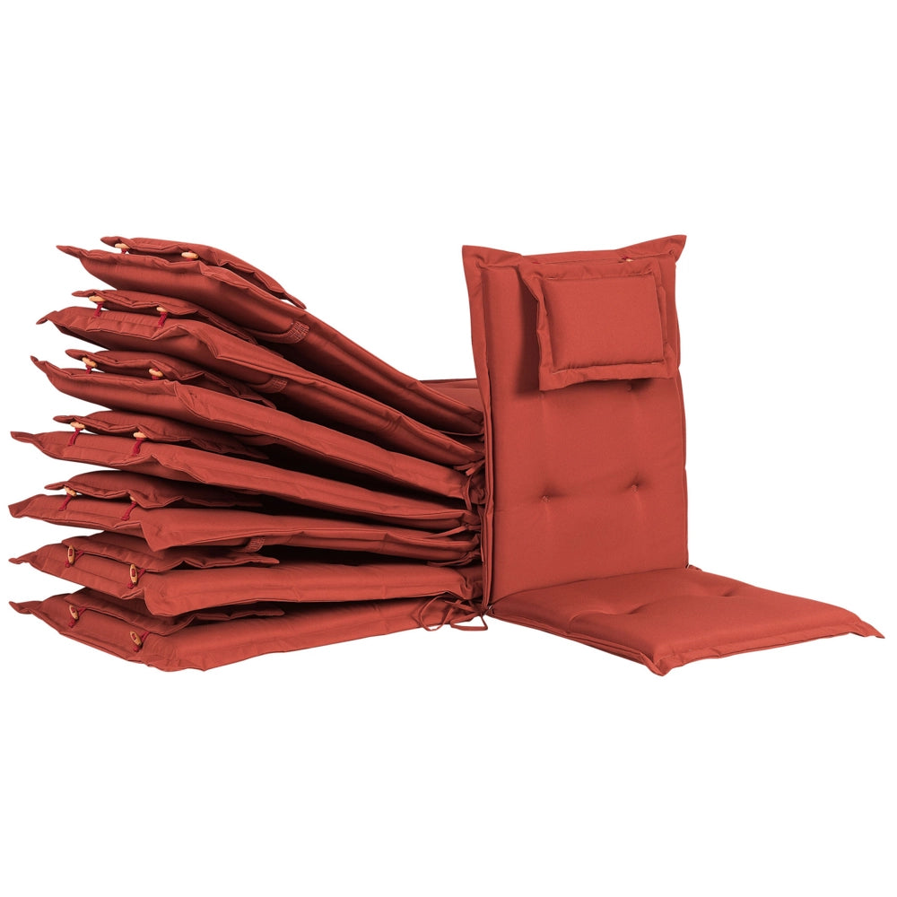 Set di cuscini di ricambio per sedie da esterno in tessuto rosso resistente ai raggi UV con imbottitura spessa 8 cuscini