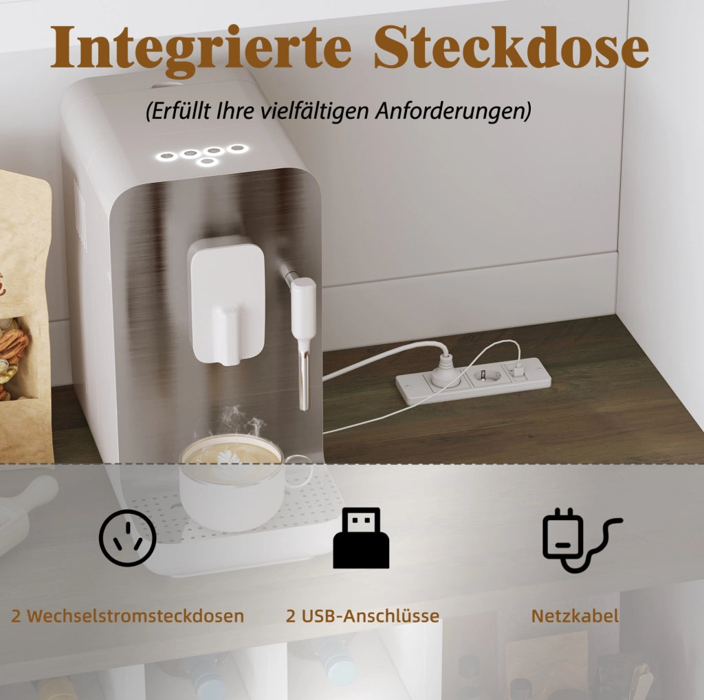 Credenza alta 120 cm con LED, prese USB e portabottiglie