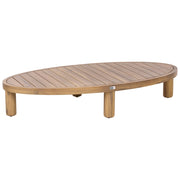 Tavolino da esterno in legno di acacia marrone chiaro, forma ovale, resistente alle intemperie, stile moderno, giardino, patio, terrazza