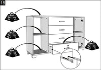 Madia 2 Ante 4 Cassetti 136x86x41 cm Noce Stelvio/Bianco Fiammato