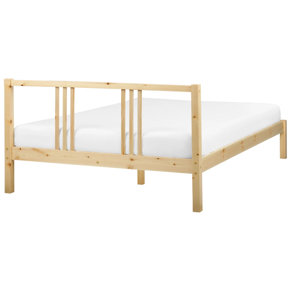 Letto in Legno di pino Chiaro con Rete a Doghe Stile Classico 140 x 200 cm