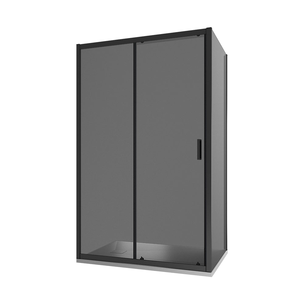 Box doccia 140x70 cm  scorrevole vetro 6mm fumè profili nero opaco h185 | Tonga