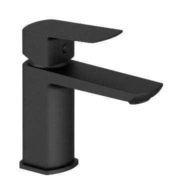 Miscelatore Lavabo Design Minimal Nero Opaco con Piletta Click Clack in Ottone 1”1/4 – Cartuccia Ø35 mm