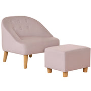 Poltrona per bambini con poggiapiedi ¨C Xylo ¨C tessuto velluto rosa 51x51x50 cm 3-5 anni