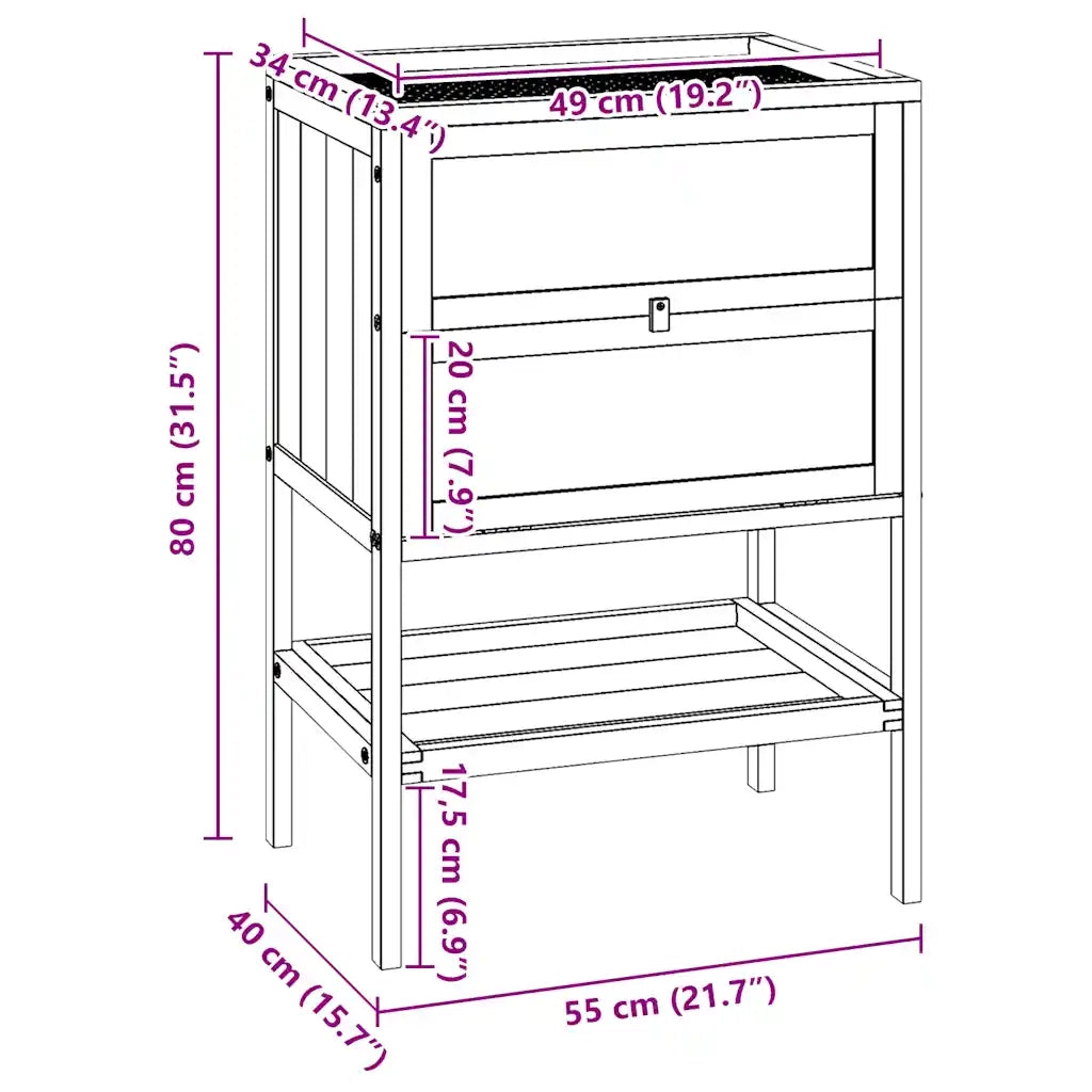 Gabbia per criceti 55x40x80 cm in legno massello di abete CFW6985908