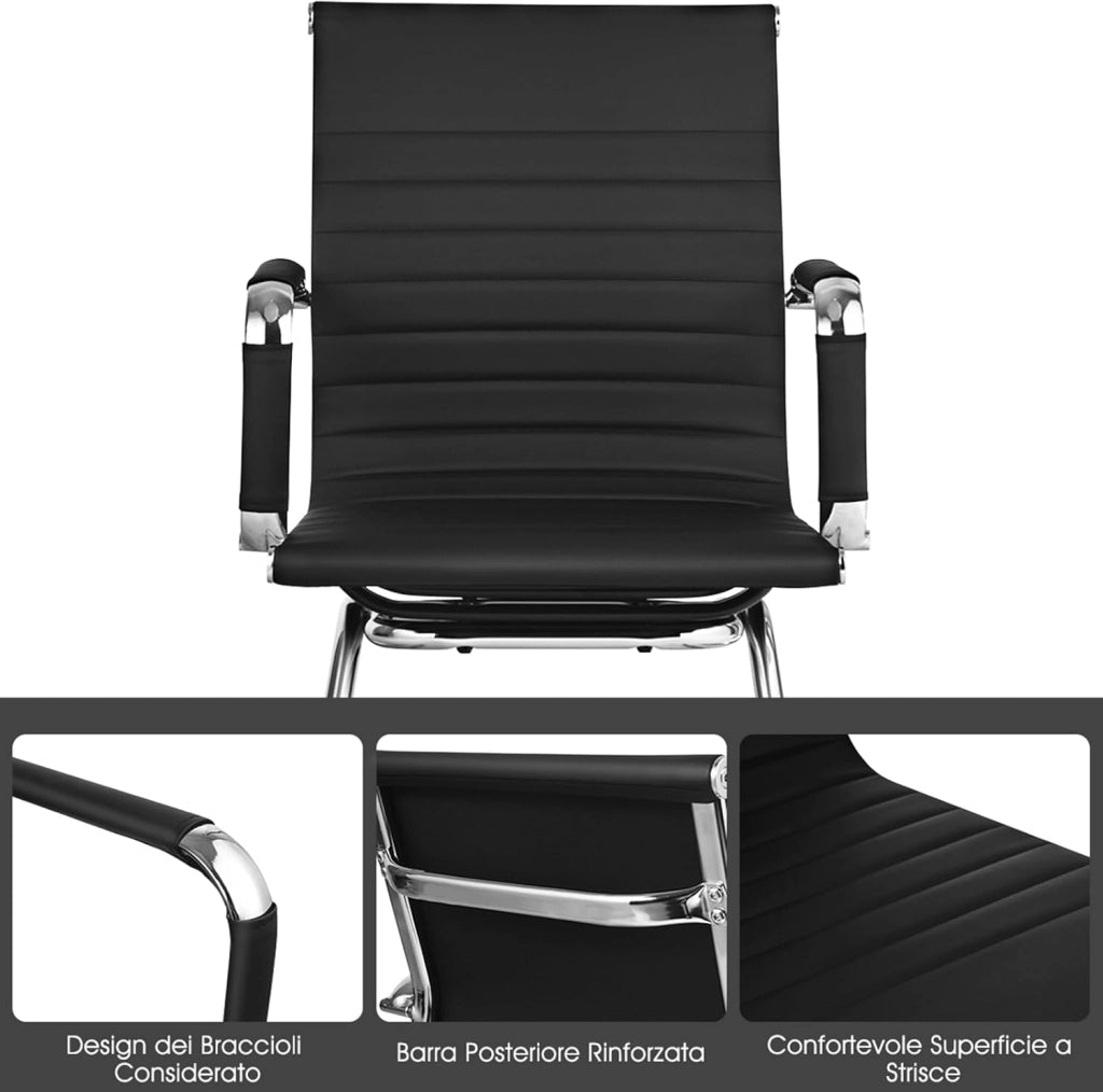 Set di 2 Sedie da Ufficio Ergonomica, Sedie per Sala d'Attesa, Sedia da Conferenza, Poltrona Ufficio con Braccioli, Sedia da Ricevimento Moderne, per Scrivania Sala Riunioni, Portata 120 kg