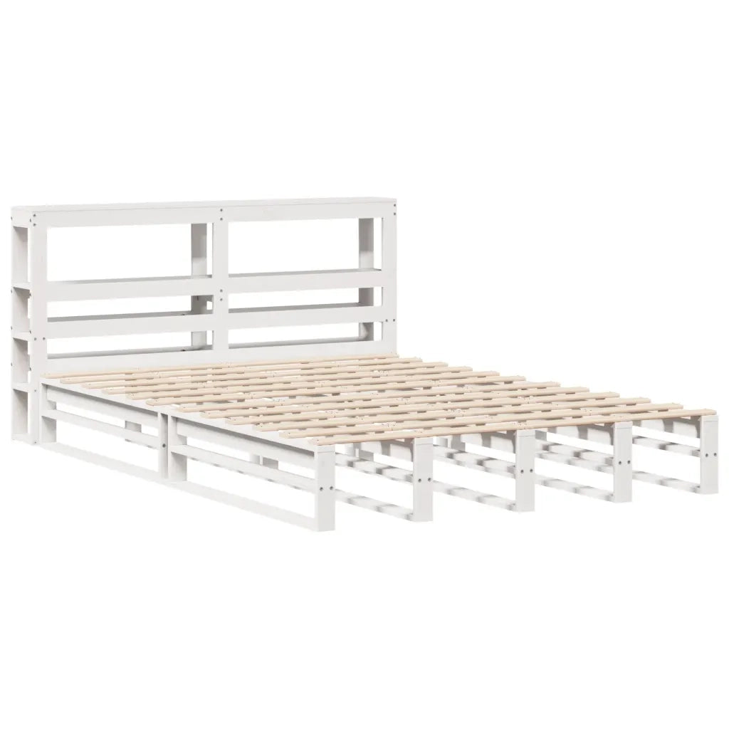Letto matrimoniale | Letto per adulti | Giroletto con Testiera Bianco 120x190 cm Legno Massello di Pino