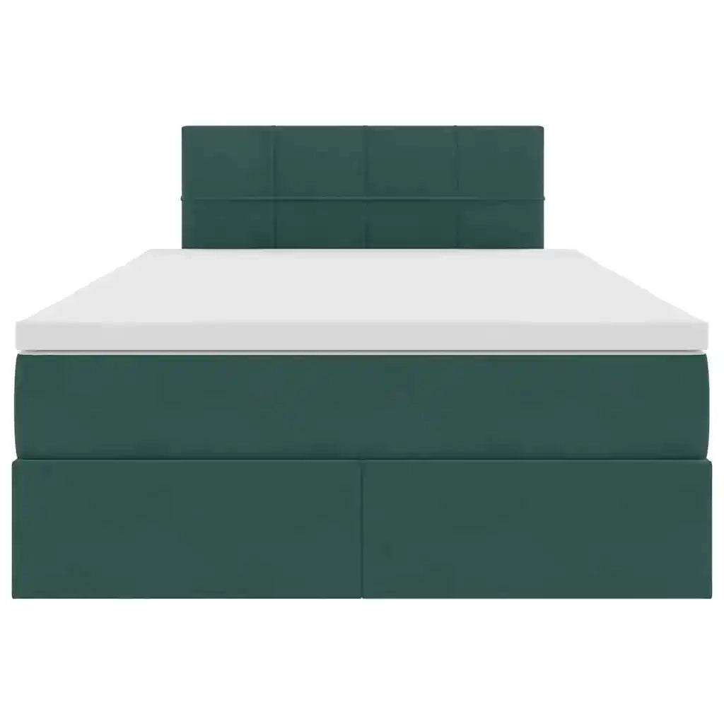 Letto con contenitore LED e materasso Verde Scuro 120 x 200 cm