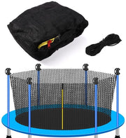 Rete di Sicurezza per Trampolino da 4,27m - Rete con Cintura Regolabile - Chiusura a Doppia Cerniera - Corda da 13m - Materiale PE - Nero - Rete per Trampolino