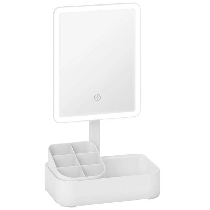 Specchio per il trucco a LED ricaricabile con luce, ruotabile a 180¡ã, con 2 modalit¨¤ di illuminazione, bianco