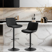 Sgabello da bar girevole in velluto con altezza regolabile, schienale ergonomico e rotazione a 360° per cucina, nero