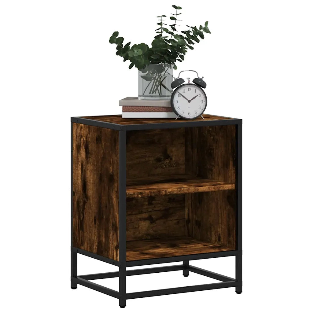 Comodini Rovere Fumo 2 pz 40x31x50 cm Legno Multistrato Metallo 848704