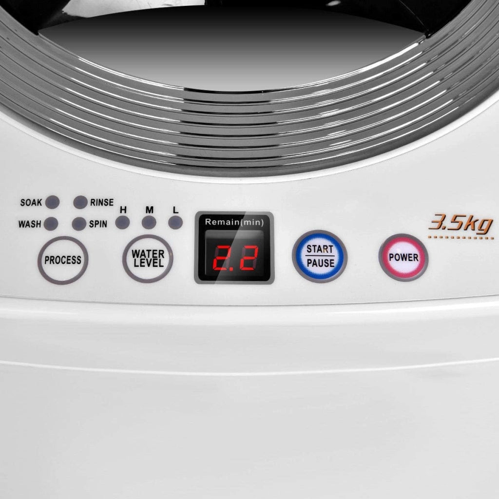 2 in 1 Lavatrice Portatile Automatico 3,5kg, con Lavaggio Automatico Centrifuga, Mini Lavatrice per Appartamento Campeggio, 43x43x75 cm, Bianco