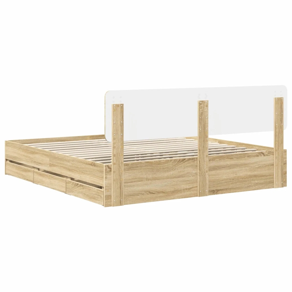 Struttura del letto con cassetto Rovere Sonoma 200 x 200 cm 3412152