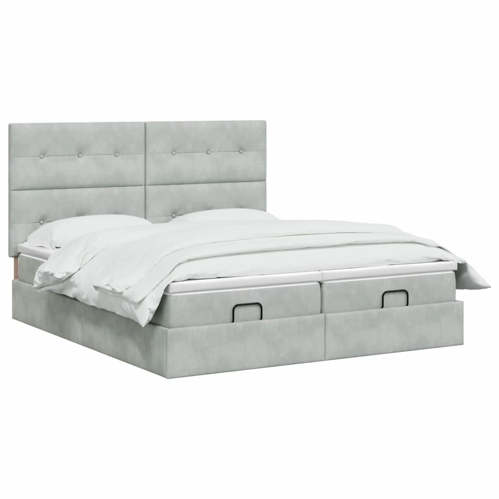 Letto ottomano con materasso 2 pz Grigio Chiaro Velluto 3457914