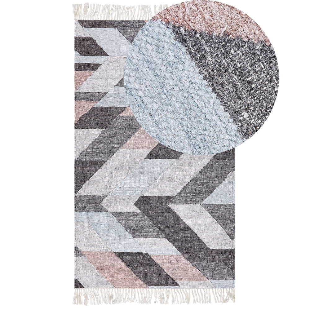 Tappeto di iuta multicolore 80 x 150 cm fatto a mano con nappe stile boho soggiorno camera da letto