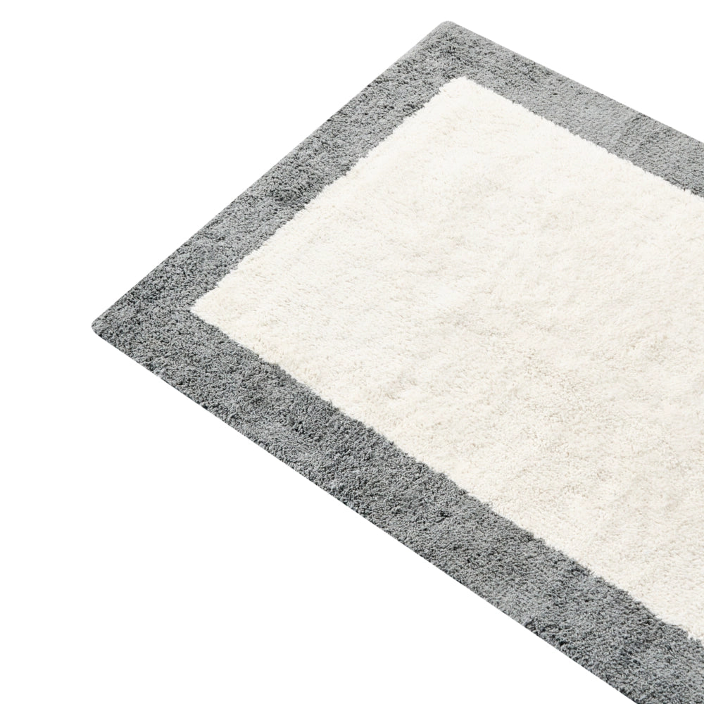 Tappeto da bagno moderno in cotone rettangolare 60 x 90 cm con motivo decorativo Accessori da bagno marrone e grigio