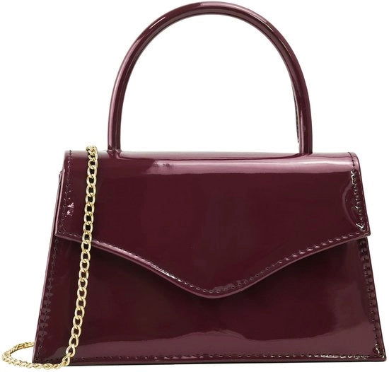 Borse Clutch per donna, eleganti borse da sera per matrimoni e serate, borse clutch con manico in finta pelle, rosso bordeaux