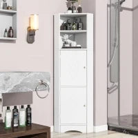 Armadio angolare da bagno con due ripiani regolabile, impermeabile e resistente all'umidità,struttura stabile,Bianco