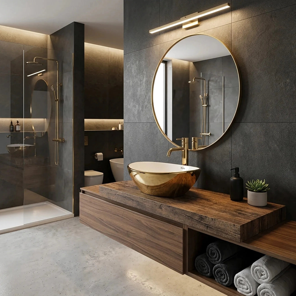 Lavabo Da Appoggio Rea Sofia Gold / White