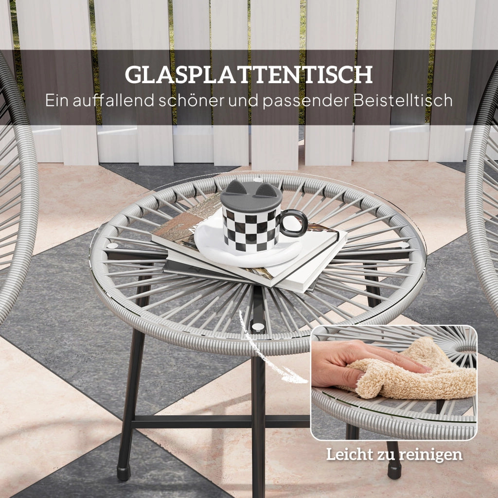 Set Giardino 3 Pezzi ¨C zephmum ¨C Grigio, Polyrattan, Acciaio