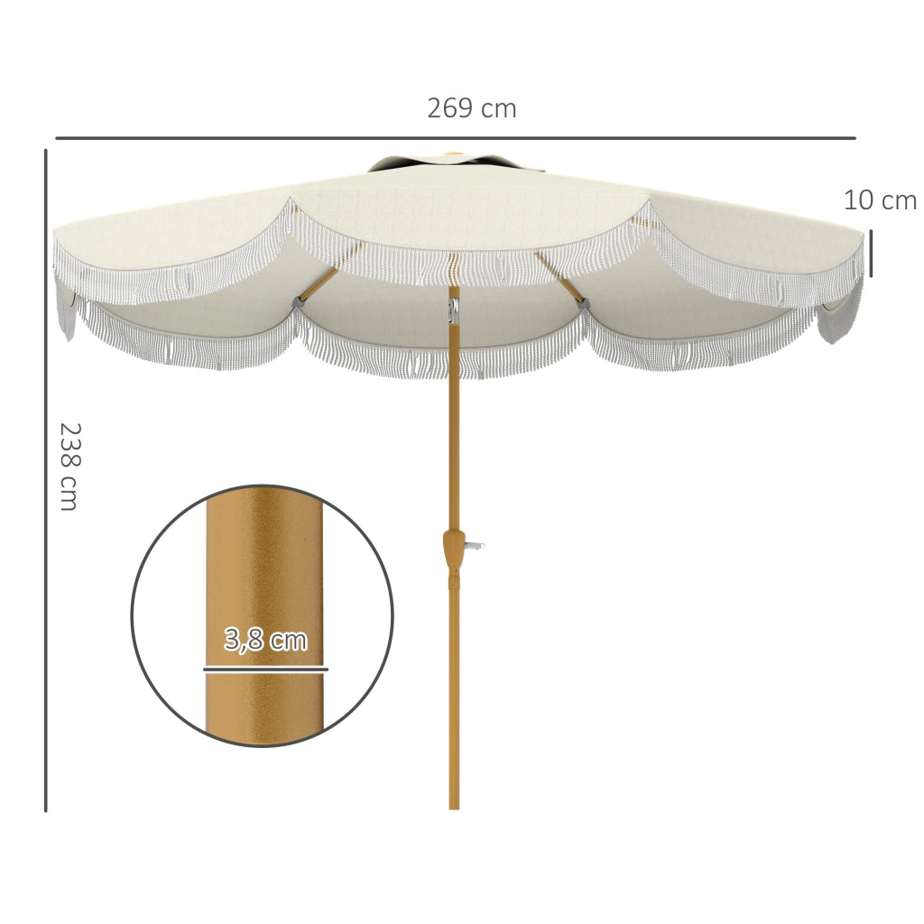 Ombrellone da giardino 270 cm ¨C zephmum ¨C beige con frange