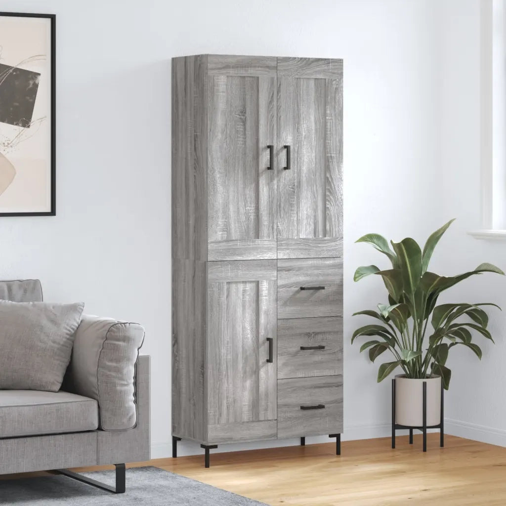 Credenza | Madia | Buffet da pranzo | Armadio da pranzo Grigio Sonoma 69,5x34x180 cm in Legno Multistrato