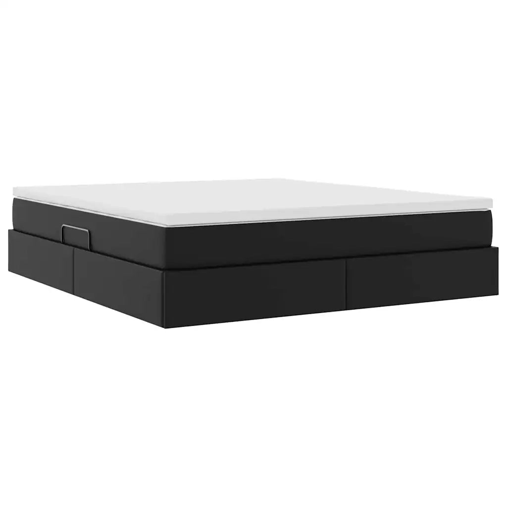 Letto con contenitore e materasso Nero 180 x 200 cm
