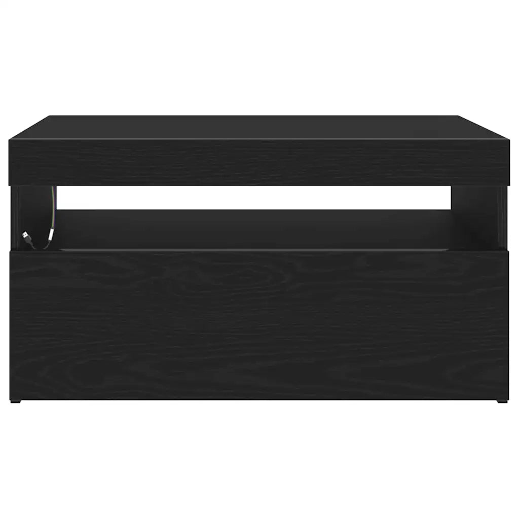 Mobile TV con LED Rovere Nero 75 x 35 x 40 cm Legno multistrato 862557
