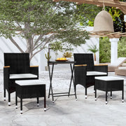 Set da Bistrot per Giardino 5pz Polyrattan Vetro Temperato Nero 3058394